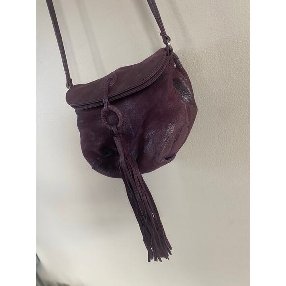 Hobo Birdie Crossbody Leather Purse Purple Metallic - Picture 2 of 8